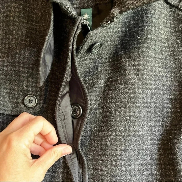 Lauren Ralph Lauren Military Jacket Wool Black Cropped Button Checkered Size 10 - Picture 8 of 16